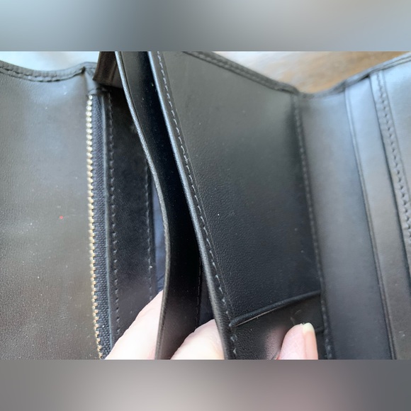 COACH Black Signature Compact Leather Trim Wallet - Picture 2 of 9